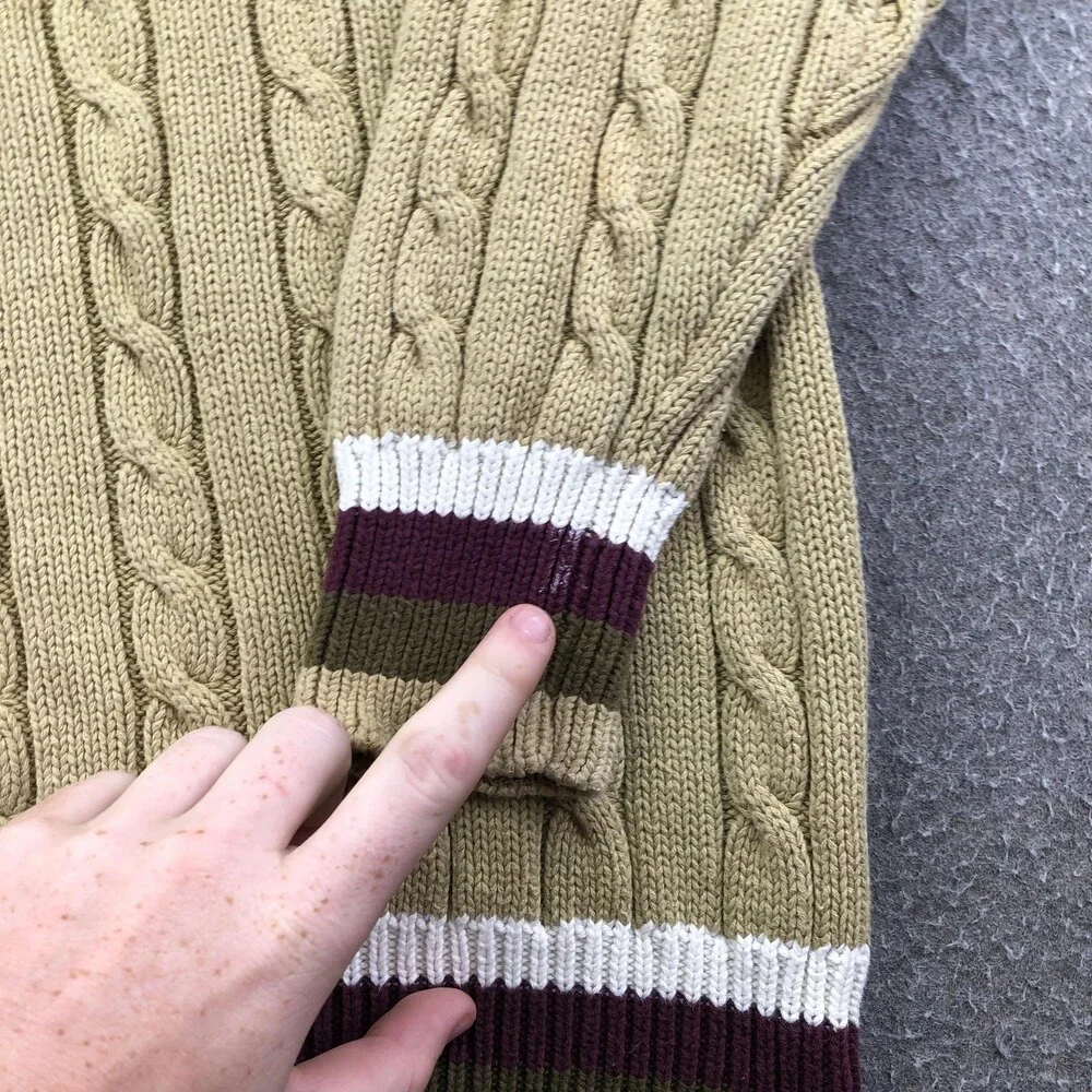 Vintage Woods & Gray Sweater Mens Medium Beige Cable Knit V Neck Hong Kong